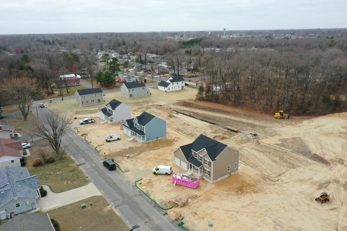 New homes under construction in Vineland NJ, from the air