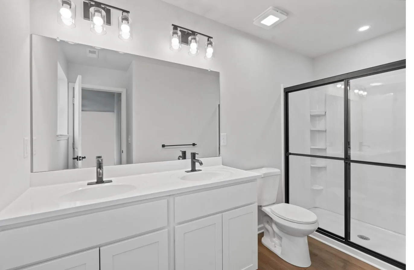 Chelsea 1-car garage model master bath with double vanity — new construction South Jersey